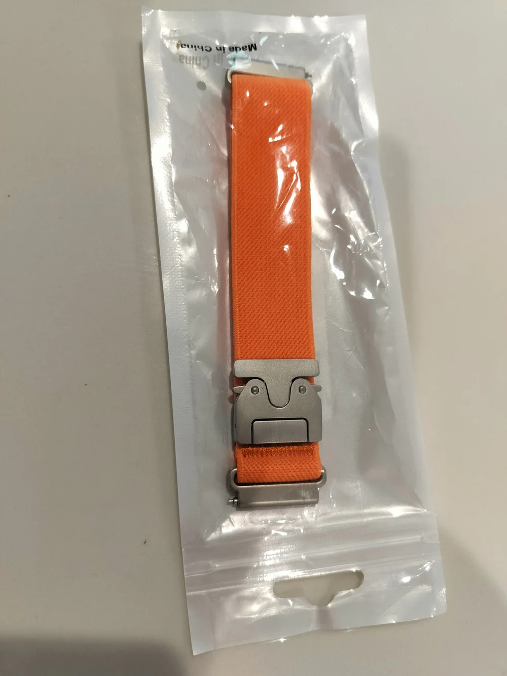 Orange Nylon Watch Band with Silver Buckle